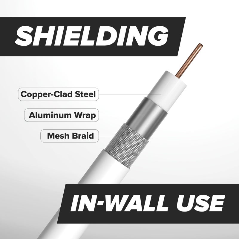 THE CIMPLE CO 150' Feet, White RG6 Coaxial Cable with Rubber booted - Weather Proof Indoor/Outdoor Rated Connectors, F81 / RF, Digital Coax for CATV, Antenna, Internet, Satellite, and More - Image 4